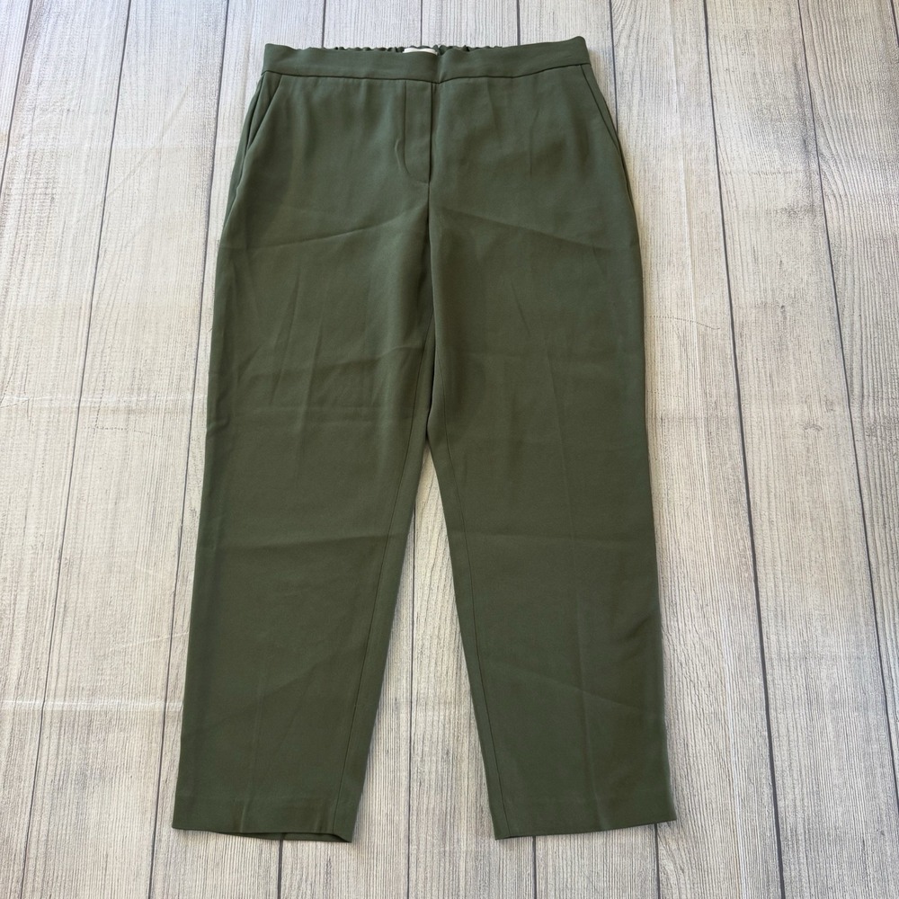 Babaton Aritzia Olive Green Cropped Tapered Pull On Dress Pants Women's 6